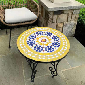 Unique Handmade yellow Mosaic Tables – Moroccan Artisan Craft from Fez | Britsinkstudio UK