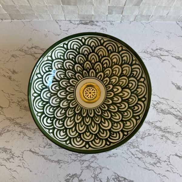 Green Porcelain Vanity Basin, Single Bowl Ceramic Lavabo, Organic Design for Elegant Bathrooms | britsinkstudio UK - Image 2
