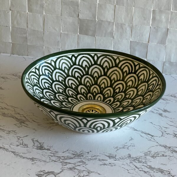 Green Porcelain Vanity Basin, Single Bowl Ceramic Lavabo, Organic Design for Elegant Bathrooms | britsinkstudio UK - Image 5