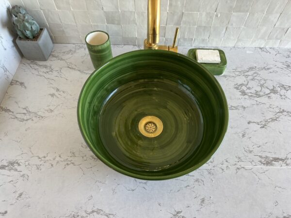 Green Ceramic Vessel Sink, Oval Undermount Bathroom Sink, Soap Dish, and Decorative Ceramic Fro | britsinkstudio UK - Image 2