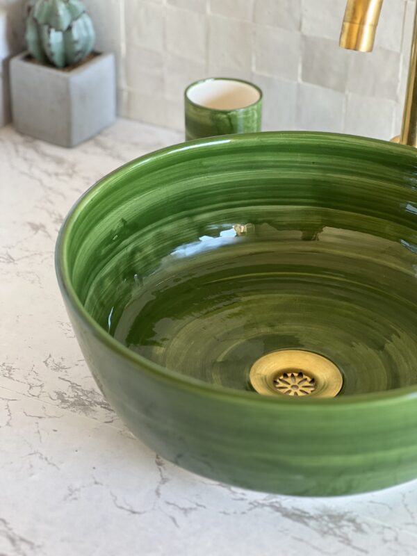 Green Ceramic Vessel Sink, Oval Undermount Bathroom Sink, Soap Dish, and Decorative Ceramic Fro | britsinkstudio UK - Image 5