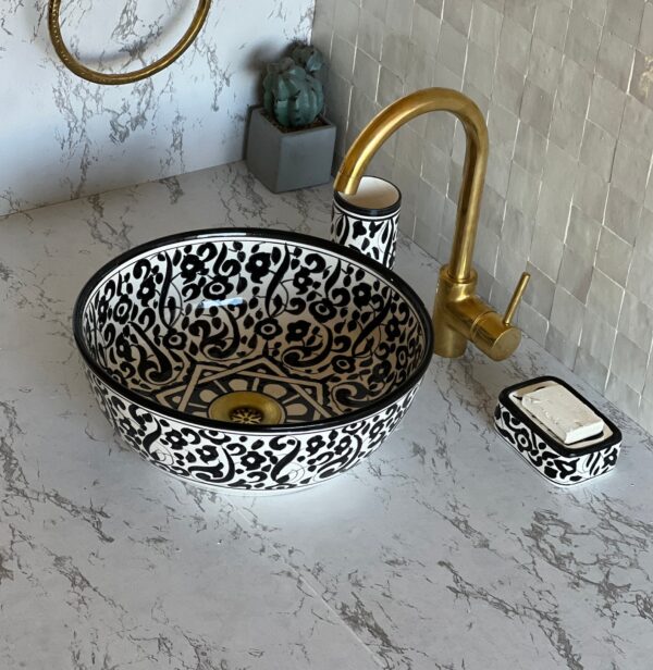 Fez Moroccan Sink – Handmade Round Ceramic Bathroom Bowl | britsinkstudio UK - Image 6