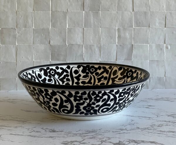 Black & white Moroccan Ceramic Bathroom Sink – Unique Round Fez Basin | britsinkstudio UK - Image 7