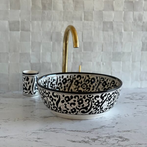 Fez Moroccan Sink – Handmade Round Ceramic Bathroom Bowl | britsinkstudio UK - Image 5