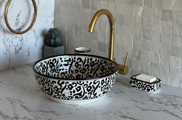 Fez Moroccan Sink – Handmade Round Ceramic Bathroom Bowl | britsinkstudio UK