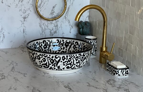 Fez Moroccan Sink – Handmade Round Ceramic Bathroom Bowl | britsinkstudio UK - Image 2