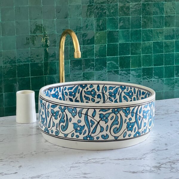 Hand-Painted Boho Sink – Moroccan Ceramic Bathroom Vessel | britsinkstudio UK - Image 6