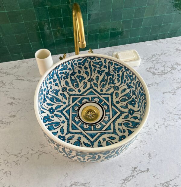 Hand-Painted Boho Sink – Moroccan Ceramic Bathroom Vessel | britsinkstudio UK - Image 4
