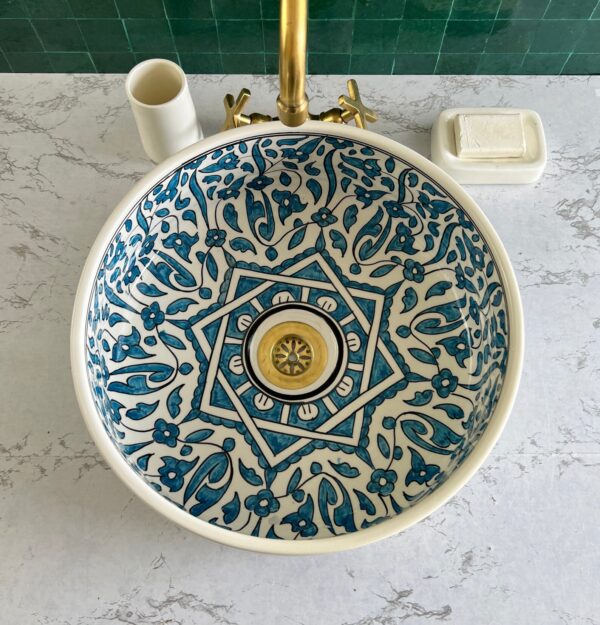 Hand-Painted Boho Sink – Moroccan Ceramic Bathroom Vessel | britsinkstudio UK - Image 5