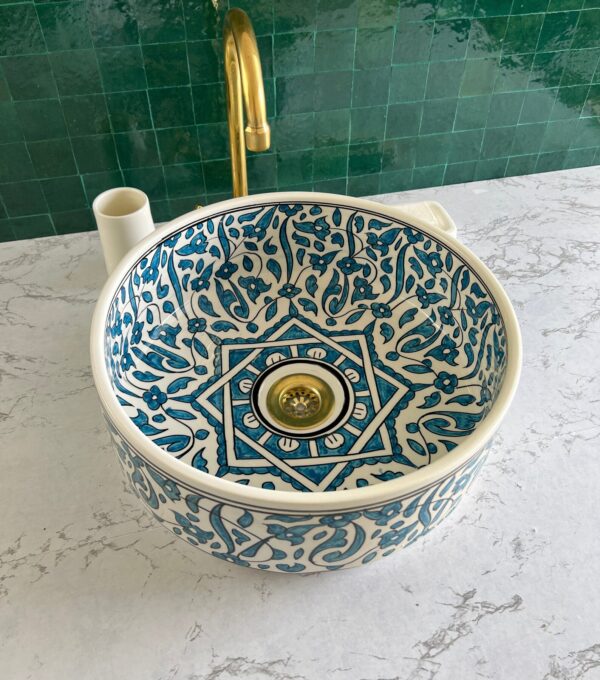 Hand-Painted Boho Sink – Moroccan Ceramic Bathroom Vessel | britsinkstudio UK - Image 3