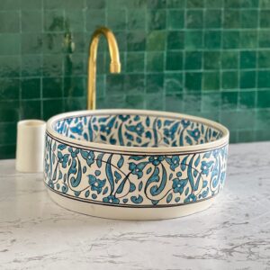 Hand-Painted Boho Sink – Moroccan Ceramic Bathroom Vessel | britsinkstudio UK