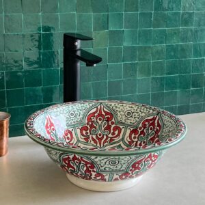Hand-Painted Moroccan Ceramic Basin - Moroccan Boho Sink – Unique Handcrafted Ceramic Basin | britsinkstudio UK