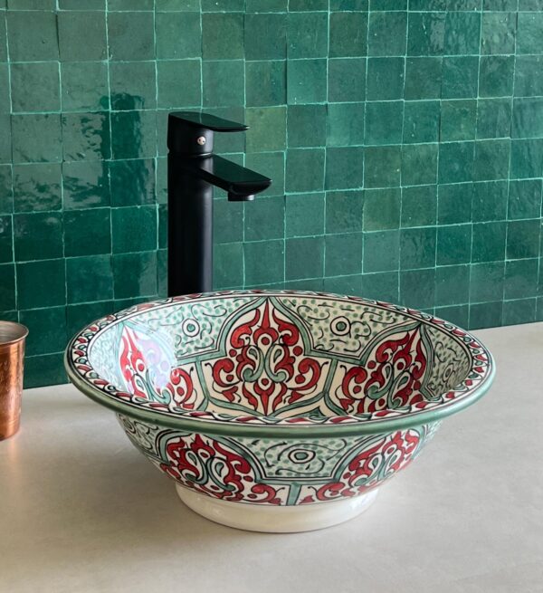 Hand-Painted Moroccan Ceramic Basin - Moroccan Boho Sink – Unique Handcrafted Ceramic Basin | britsinkstudio UK