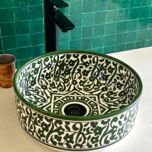Handcrafted Moroccan Ceramic Sink from Fez – Unique Round Vessel Basin | britsinkstudio UK