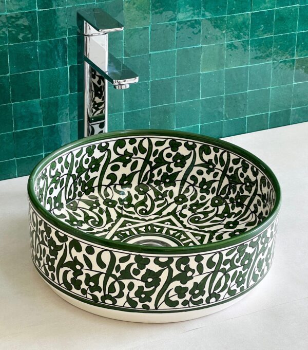 Handcrafted Moroccan Ceramic Sink from Fez – Unique Round Vessel Basin | britsinkstudio UK - Image 5