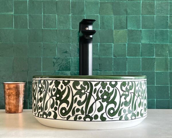 Handcrafted Moroccan Ceramic Sink from Fez – Unique Round Vessel Basin | britsinkstudio UK - Image 6