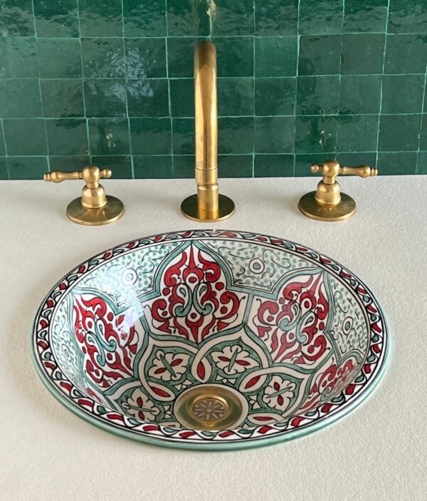 Hand-Painted Moroccan Ceramic Basin - Moroccan Boho Sink – Unique Handcrafted Ceramic Basin | britsinkstudio UK - Image 5