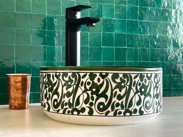 Handcrafted Moroccan Ceramic Sink from Fez – Unique Round Vessel Basin | britsinkstudio UK - Image 2