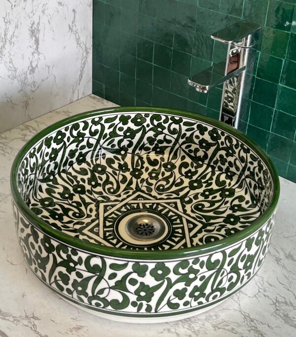 Handcrafted Moroccan Ceramic Sink from Fez – Unique Round Vessel Basin | britsinkstudio UK - Image 9