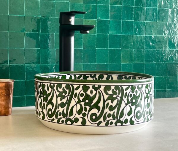 Handcrafted Moroccan Ceramic Sink from Fez – Unique Round Vessel Basin | britsinkstudio UK - Image 7