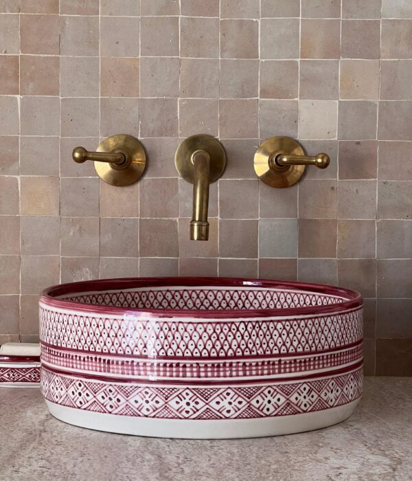 Handmade Moroccan pink Ceramic Sink – Round Basin from Fez | britsinkstudio UK - Image 6
