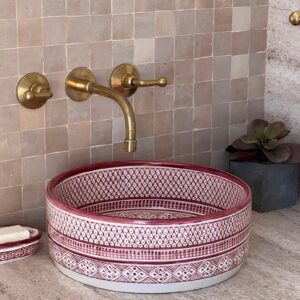 Handmade Moroccan pink Ceramic Sink – Round Basin from Fez | britsinkstudio UK