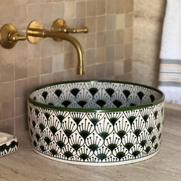 Green Round Sink – Handcrafted Ceramic Basin for Bathroom | britsinkstudio UK - Image 6