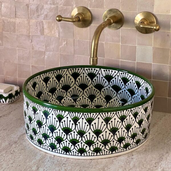 Green Round Sink – Handcrafted Ceramic Basin for Bathroom | britsinkstudio UK - Image 5