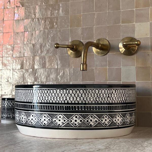 Boho Style Handmade Ceramic Sink – Moroccan Round Bathroom Basin | britsinkstudio UK - Image 9