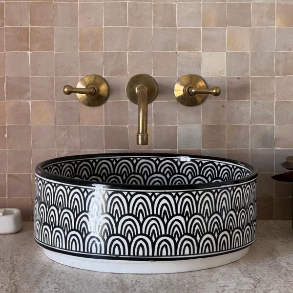 Round Moroccan Ceramic Sink – Artisan Bathroom Basin Fez | britsinkstudio UK - Image 9