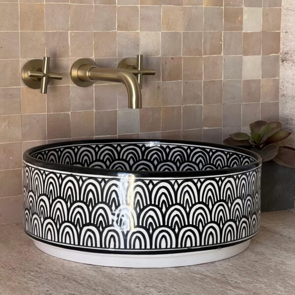 Round Moroccan Ceramic Sink – Artisan Bathroom Basin Fez | britsinkstudio UK - Image 2