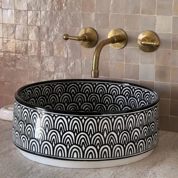 Round Moroccan Ceramic Sink – Artisan Bathroom Basin Fez | britsinkstudio UK - Image 3