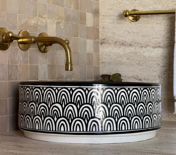 Round Moroccan Ceramic Sink – Artisan Bathroom Basin Fez | britsinkstudio UK - Image 7