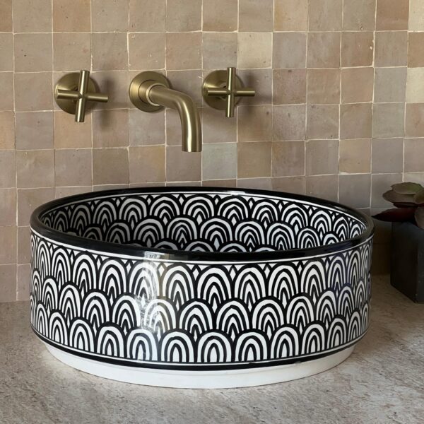 Round Moroccan Ceramic Sink – Artisan Bathroom Basin Fez | britsinkstudio UK - Image 5
