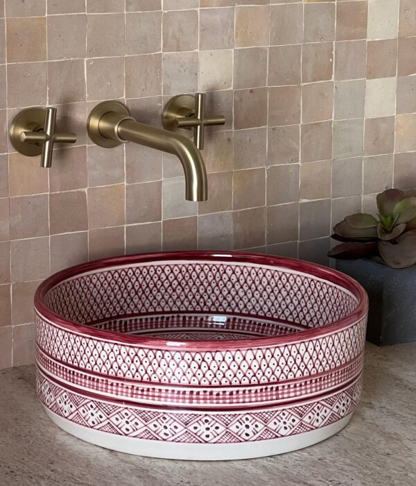 Handmade Moroccan pink Ceramic Sink – Round Basin from Fez | britsinkstudio UK - Image 7