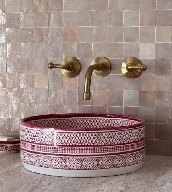 Handmade Moroccan pink Ceramic Sink – Round Basin from Fez | britsinkstudio UK - Image 8