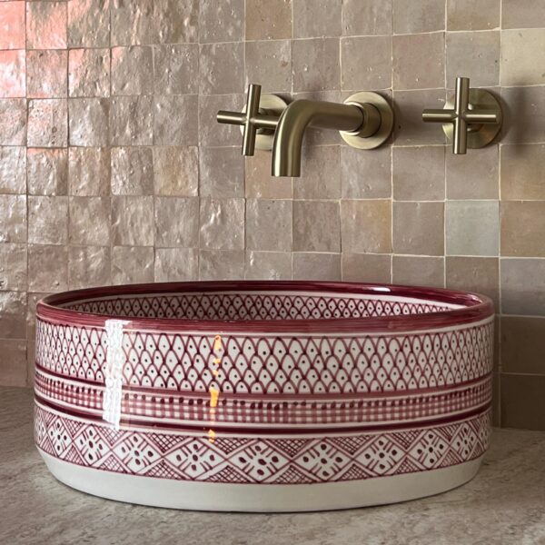 Handmade Moroccan pink Ceramic Sink – Round Basin from Fez | britsinkstudio UK - Image 3