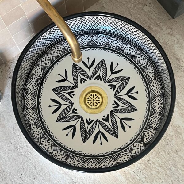 Boho Style Handmade Ceramic Sink – Moroccan Round Bathroom Basin | britsinkstudio UK - Image 6