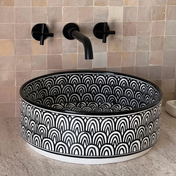 Round Moroccan Ceramic Sink – Artisan Bathroom Basin Fez | britsinkstudio UK - Image 6