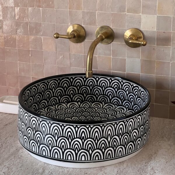 Round Moroccan Ceramic Sink – Artisan Bathroom Basin Fez | britsinkstudio UK - Image 8
