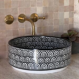 Round Moroccan Ceramic Sink – Artisan Bathroom Basin Fez | britsinkstudio UK